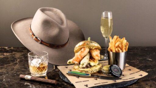 Indulge in the £1,400 1876 Burger Experience at Montage Deer Valley, featuring A5 Wagyu, caviar, and a gold-leaf bun, plus a custom cowboy hat from Burns Saddlery.