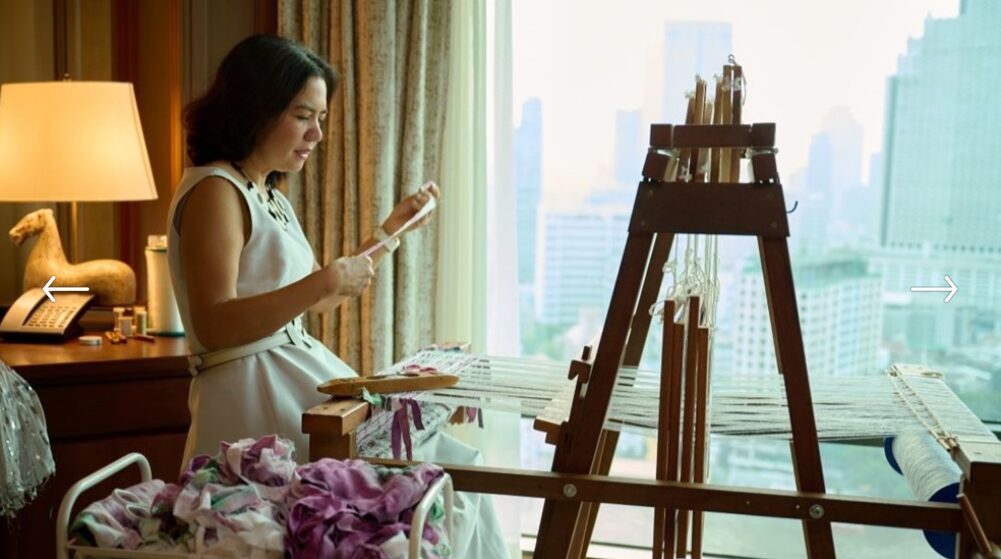 Discover the residency of Thai textile artist Jarupatcha Achavasmit at The Peninsula Bangkok's Art in Resonance, where she creates eco-friendly artworks and hosts interactive weaving workshops.