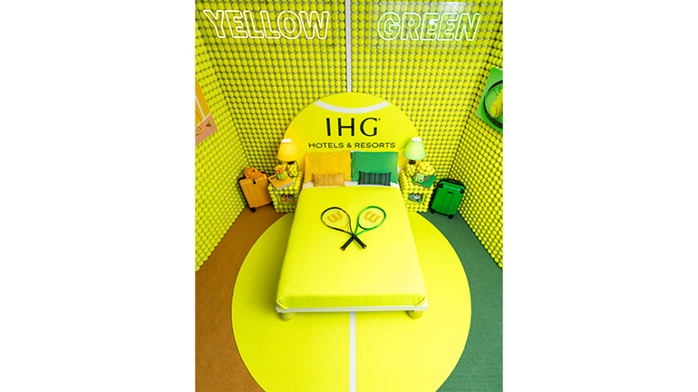 IHG Hotels & Resorts partners with the US Open for the sixth year, unveiling the 'IHG Rally Room,' a tennis-themed suite inspired by the debate on whether tennis balls are green or yellow.