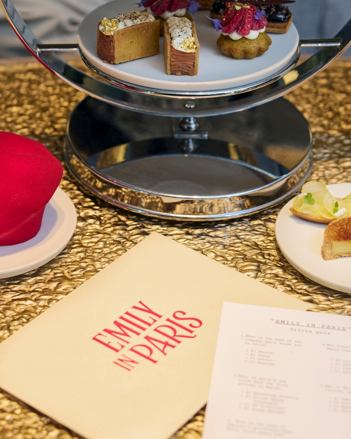 Experience the first-ever *Emily in Paris* Afternoon Tea at Four Seasons Hotel London at Park Lane, featuring French-inspired treats by Michelin-starred chef Yannick Alléno in a chic setting.