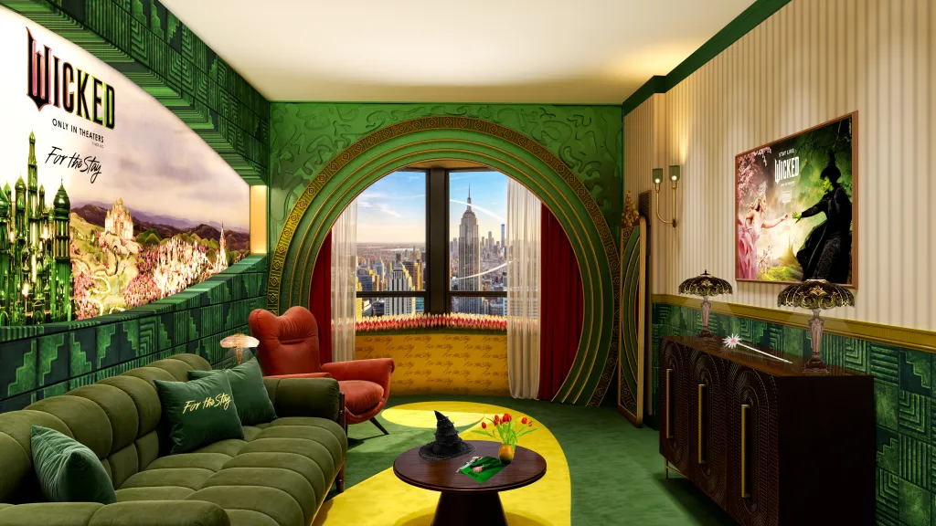 Hilton and Universal Pictures introduce the exclusive "Stay Like Wicked" suite at New York Hilton Midtown, offering a magical, film-inspired experience from Nov 21, 2024, to Jan 5, 2025.