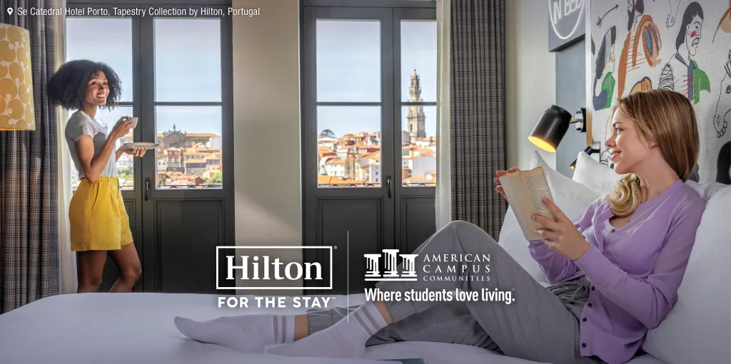 Hilton and American Campus Communities join forces to offer ACC residents exclusive Hilton Honors perks, including discounts and fast-tracked elite status for global travel benefits.