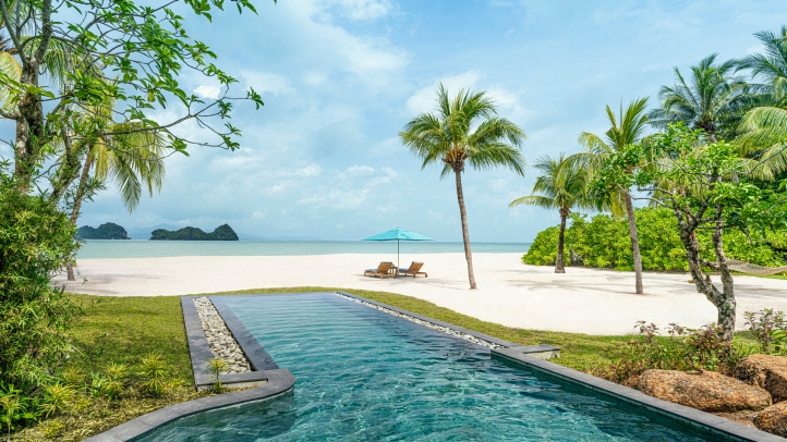 Escape to the newly refreshed Two-Bedroom Beach Villas with Pool at Four Seasons Resort Langkawi, blending luxury and nature for an unforgettable Andaman Sea retreat.