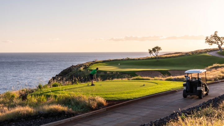 Play Manele Golf Course at Four Seasons Resort Lanai for breathtaking ocean views, exclusive perks, and world-class golf on a Jack Nicklaus-designed cliffside course.