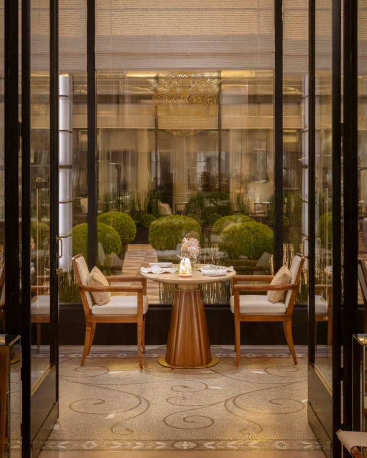 L’Orangerie at Four Seasons Hotel George V, Paris unveils a nature-inspired redesign by Pierre-Yves Rochon, creating an elegant setting for Alan Taudon’s Michelin-starred cuisine.