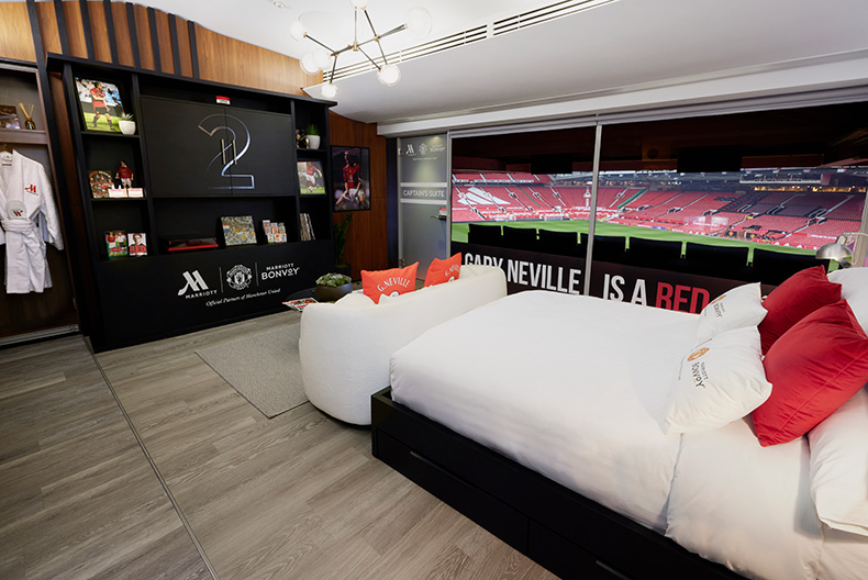 Marriott Bonvoy and Manchester United offer fans a chance to stay in The Captain’s Suite at Old Trafford, meet Gary Neville, and attend the Manchester Derby in style.